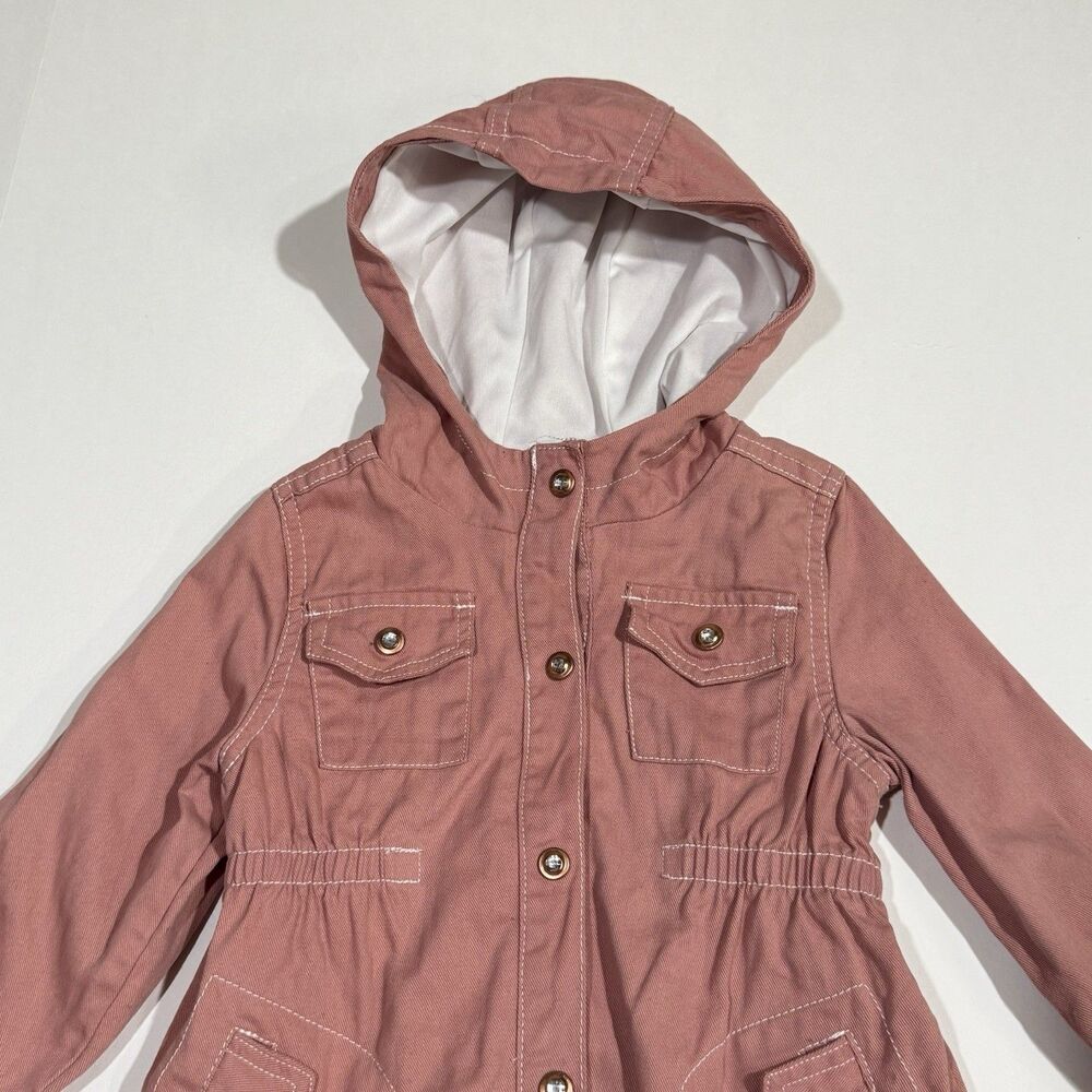Tahari Pink Cotton Kids Girls Jacket Coat Hood Size 24 Months rhinestone buttons - Picture 4 of 16